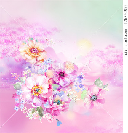 Modern Fusion of Geometric Shapes and Floral Scroll Motifs 126793955