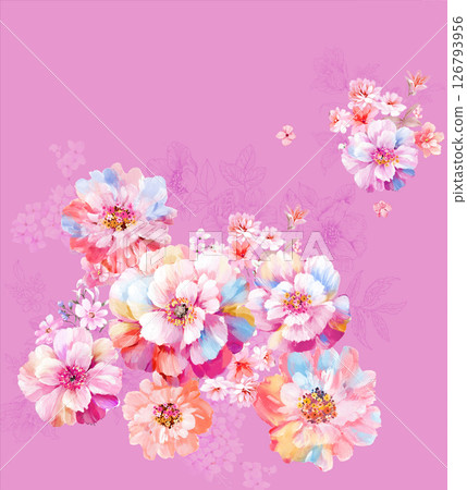 Modern Fusion of Geometric Shapes and Floral Scroll Motifs 126793956