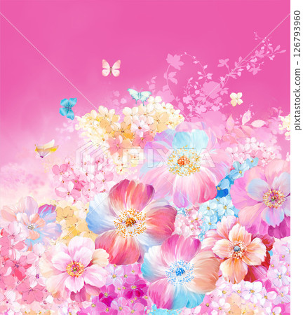 Modern Fusion of Geometric Shapes and Floral Scroll Motifs 126793960