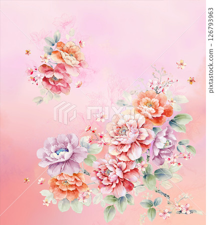 Modern Fusion of Geometric Shapes and Floral Scroll Motifs 126793963