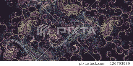 Distinctive Hand Illustrated Geometric Scroll and Floral Designs 126793989