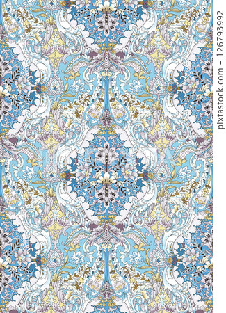 Distinctive Hand Illustrated Geometric Scroll and Floral Designs 126793992