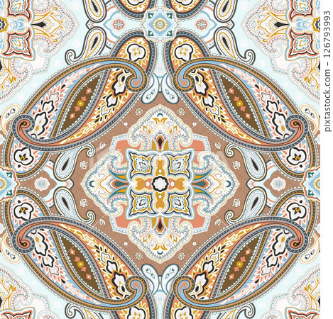 Distinctive Hand Illustrated Geometric Scroll and Floral Designs 126793993