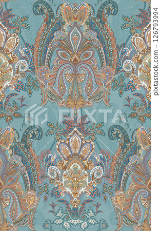 Distinctive Hand Illustrated Geometric Scroll and Floral Designs 126793994