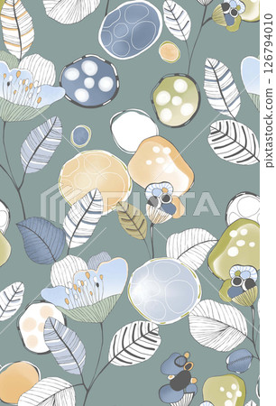 Distinctive Hand Illustrated Geometric Scroll and Floral Designs 126794010