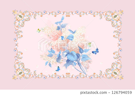 Distinctive Hand Illustrated Geometric Scroll and Floral Designs 126794059