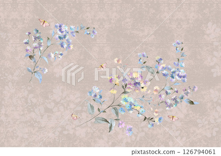 Distinctive Hand Illustrated Geometric Scroll and Floral Designs 126794061