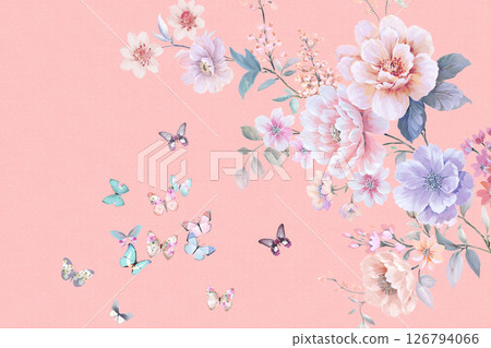 Distinctive Hand Illustrated Geometric Scroll and Floral Designs 126794066
