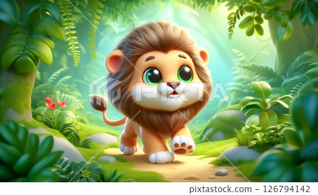 3D funny baby lion cartoon 3D funny baby lion cartoon 126794142