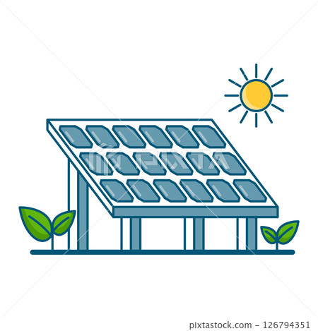 Solar panel generating renewable energy from sunlight in an eco-friendly environment 126794351