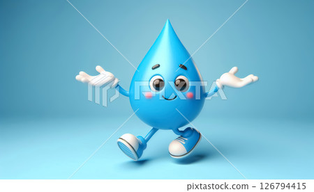 Water drop cartoon illustration. Water, environment and ecology concept Water drop cartoon illustration. Water, environment and ecology concept 126794415