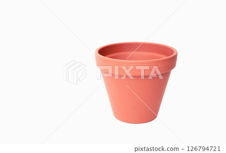 Light red pink clay pot isolated on white 126794721