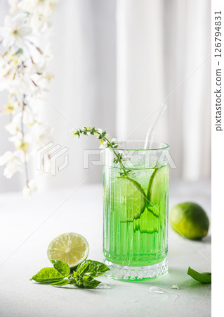 emonade with lime, basil and ice 126794831