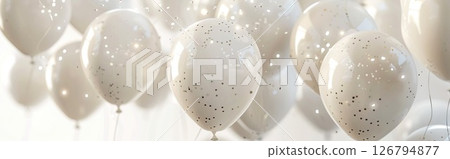 White balloons on a white background. Festive background.generative ai. 126794877