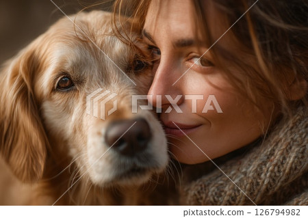 Tender Moment with Pet Dog Tender Moment with Pet Dog 126794982