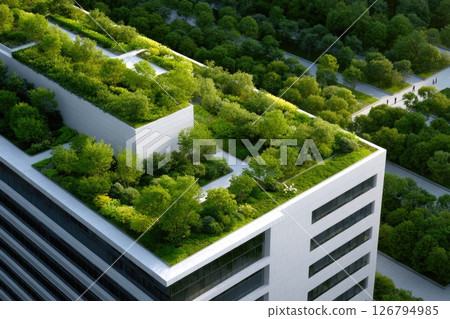 Green Rooftop Garden on Modern Urban Building 126794985