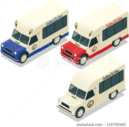 Isometric vintage ice cream truck 126795065
