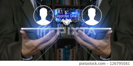 The meeting was a success, and the two businessmen agreed to the deal. 126795081