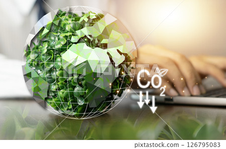 Sustainable development and business operations based on renewable energy CO2 Emission Reduction Concepts Green industries using renewable energy can limit global warming changes. Sustainable development and business operations based on renewable energy CO2 Emission Reduction Concepts Green industries using renewable energy can limit global warming changes. 126795083