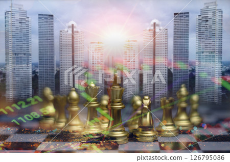The chess king on the board symbolizes strategy, challenge and intelligence in the business game. The chess king on the board symbolizes strategy, challenge and intelligence in the business game. 126795086