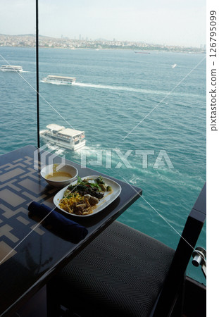 Dining Room Buffet aboard the abstract luxury cruise ship. 126795099