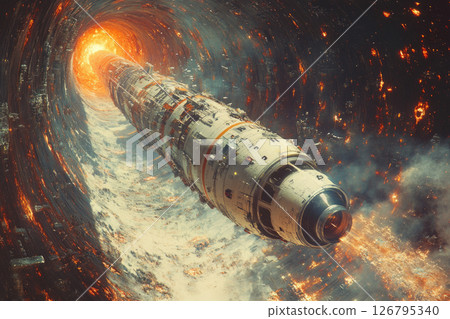 The Cinematic Journey of a Spacecraft Beyond Time and Light 126795340
