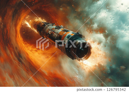 The Cinematic Journey of a Spacecraft Beyond Time and Light 126795342