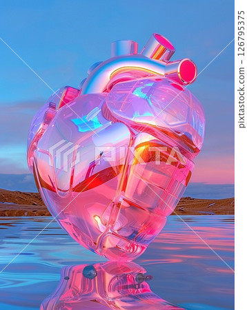 Transparent glass, the heart of the machine - design material 126795375