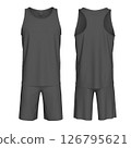 3D Render of Sleeveless Volleyball Kit Mockup. Front and Back View 126795621