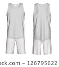 3D Render of Sleeveless Volleyball Kit Mockup. Front and Back View 126795622