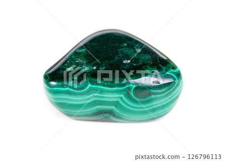 Macro mineral stone malachite on white background 126796113