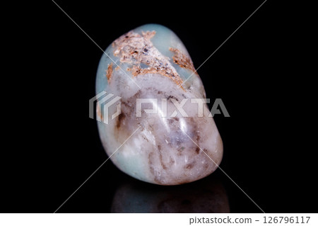 Macro Mineral Stone Amazonite on a black background 126796117