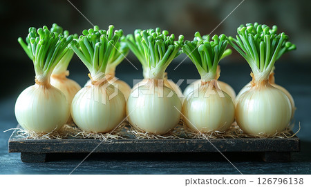 Fresh onions arranged harmoniously 126796138