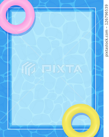 夏季泳池中漂浮的游泳圈插圖 126796539