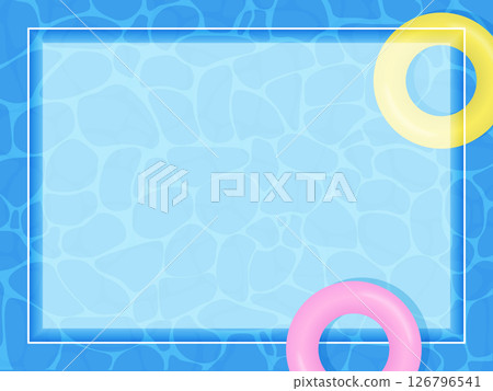 夏季泳池中漂浮的游泳圈插圖 126796541