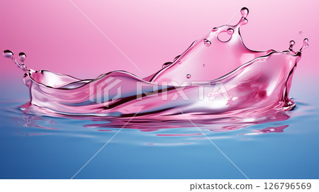 Stylized image with water drops on a pink background. Abstract art and environment concept 126796569