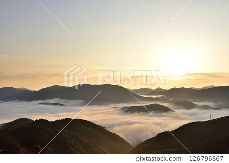 Sea of clouds (fog) of Nakahechi (Kumano Kodo) from Shiomi Pass 126796867