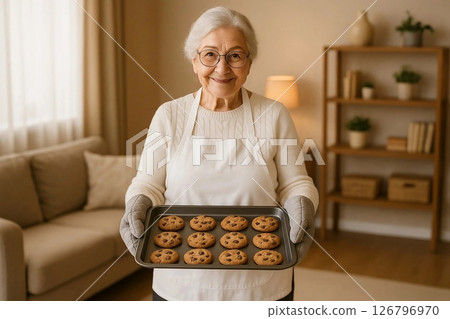 Warm Smiling Grandmother in Cozy Living Room Warm Smiling Grandmother in Cozy Living Room 126796970