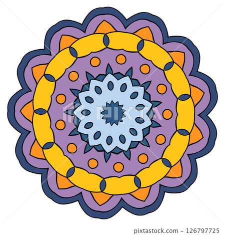 Cute vector hand drawn flower mandala, circular floral design element 126797725