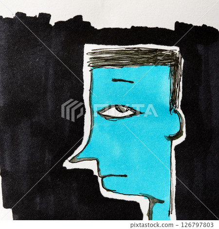 Blue-faced man 126797803