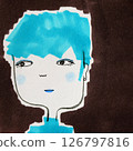 淺藍色短髮女子的臉 126797816