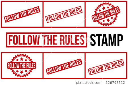 Follow The Rules Rubber Stamp Set Vector Follow The Rules Rubber Stamp Set Vector 126798512