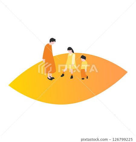 Parents and children playing on fallen leaves Parents and children playing on fallen leaves 126799225