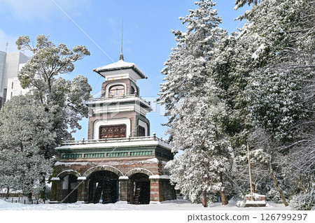 美麗的大山神社飄落的雪花 126799297