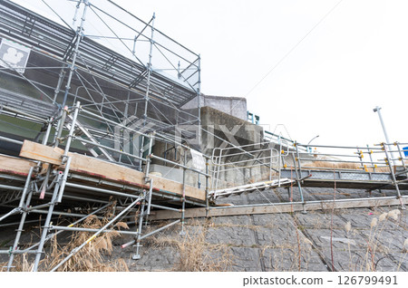 Bridge undergoing repair work Bridge undergoing repair work 126799491