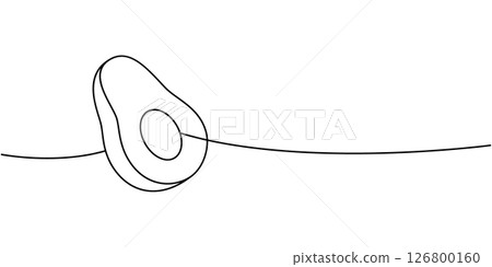 Avocado one line continuous drawing. Fresh organic vegetable. Vector illustration Avocado one line continuous drawing. Fresh organic vegetable. Vector illustration 126800160
