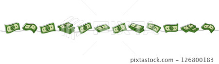 Money cash set one line colored continuous drawing. Money investment and finance. Vector illustration. Money cash set one line colored continuous drawing. Money investment and finance. Vector illustration. 126800183