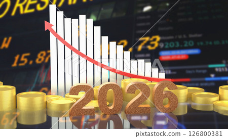 The 2026 Gold and coins for business concept 3d Rendering. 126800381