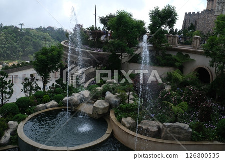 Ba Na Hills Da Nang Vietnam 05.21.2025 Danang attractions of Vietnam cable car funicular attractions architecture castles palaces art tourism place for photos blue sky with-white clouds famous place 126800535