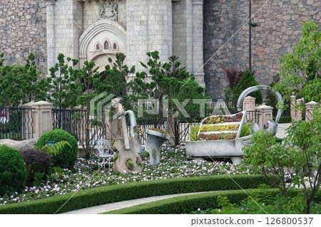 Ba Na Hills Da Nang Vietnam 05.21.2025 Danang attractions of Vietnam cable car funicular attractions architecture castles palaces art tourism place for photos blue sky with-white clouds famous place 126800537